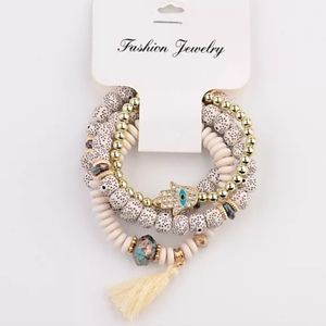 💥ONLY 1 Beige Fringe Tassel Boho Fashion Bracelet Set!